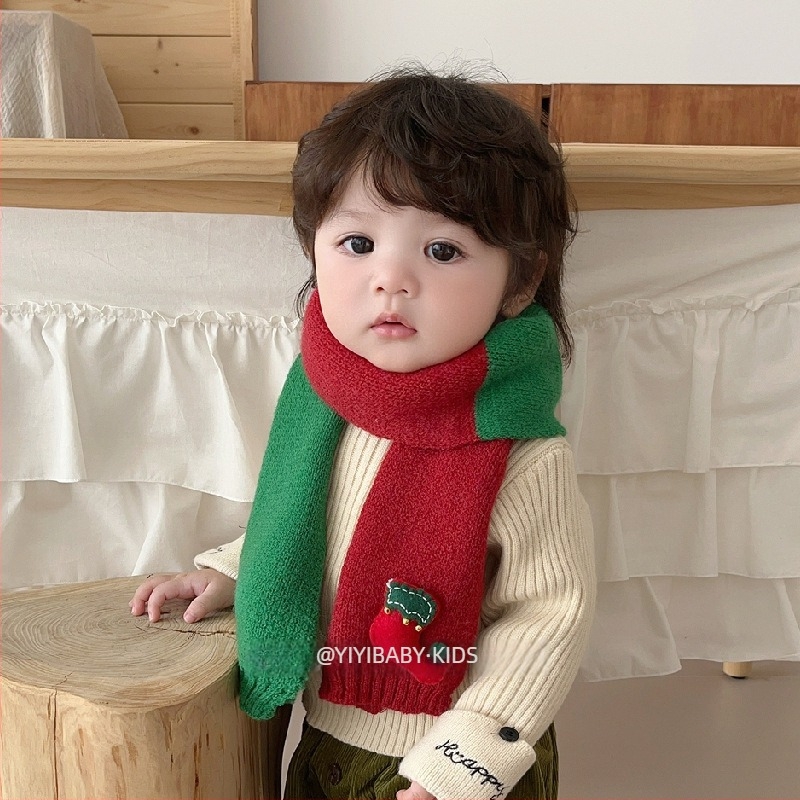 Παιδικό κασκόλ με πατςγουρκ, unisex, πλεκτό, ζεστό για το λαιμό, μοντέλο BJ* Stained House Patchwork Scarf