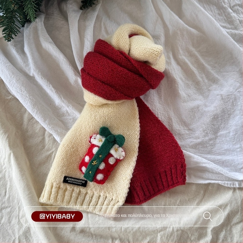 Παιδικό κασκόλ με πατςγουρκ, unisex, πλεκτό, ζεστό για το λαιμό, μοντέλο BJ* Stained House Patchwork Scarf