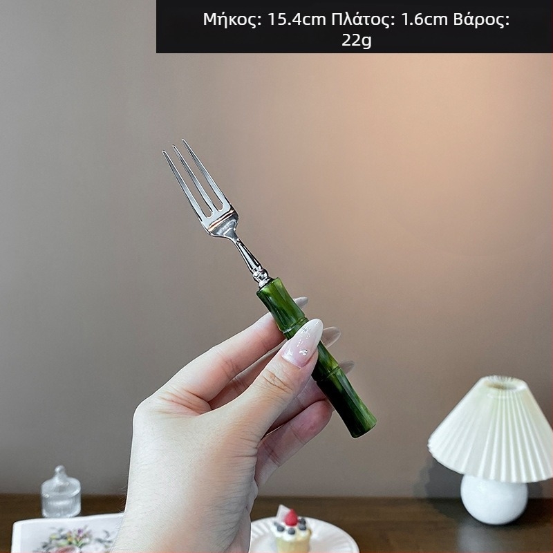 Σετ μαχαιροπίρουνων με ακρυλική λαβή από ανοξείδωτο χάλυβα 304, με μπαμπού σύνδεσμο, φινίρισμα καθρέφτη