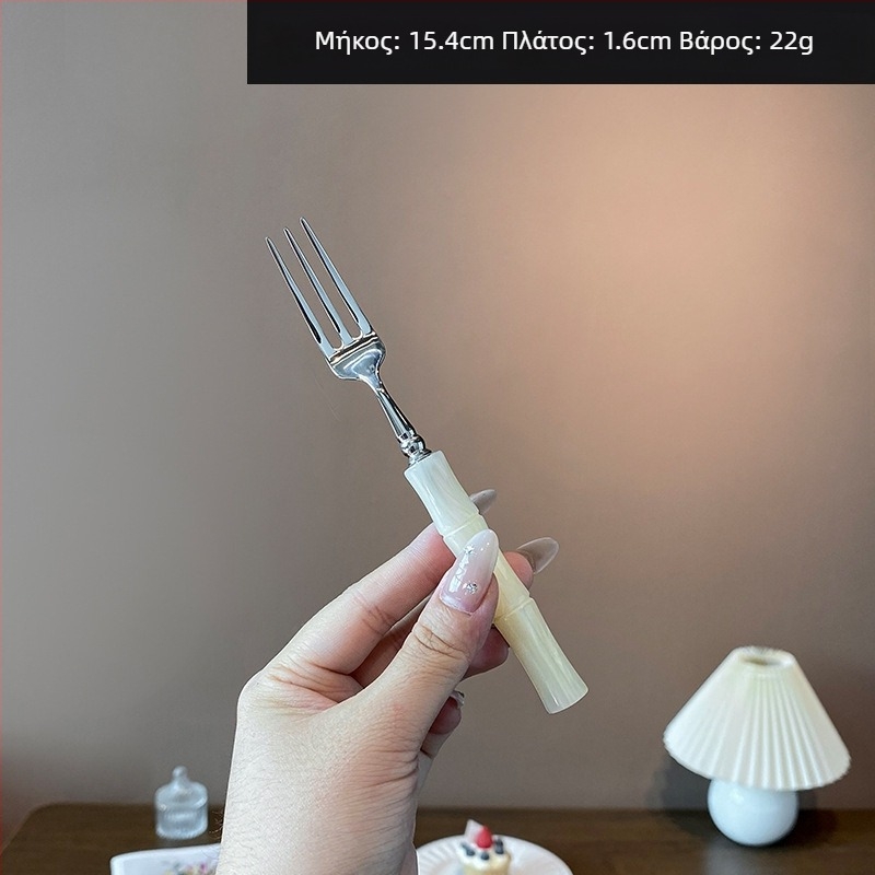 Σετ μαχαιροπίρουνων με ακρυλική λαβή από ανοξείδωτο χάλυβα 304, με μπαμπού σύνδεσμο, φινίρισμα καθρέφτη