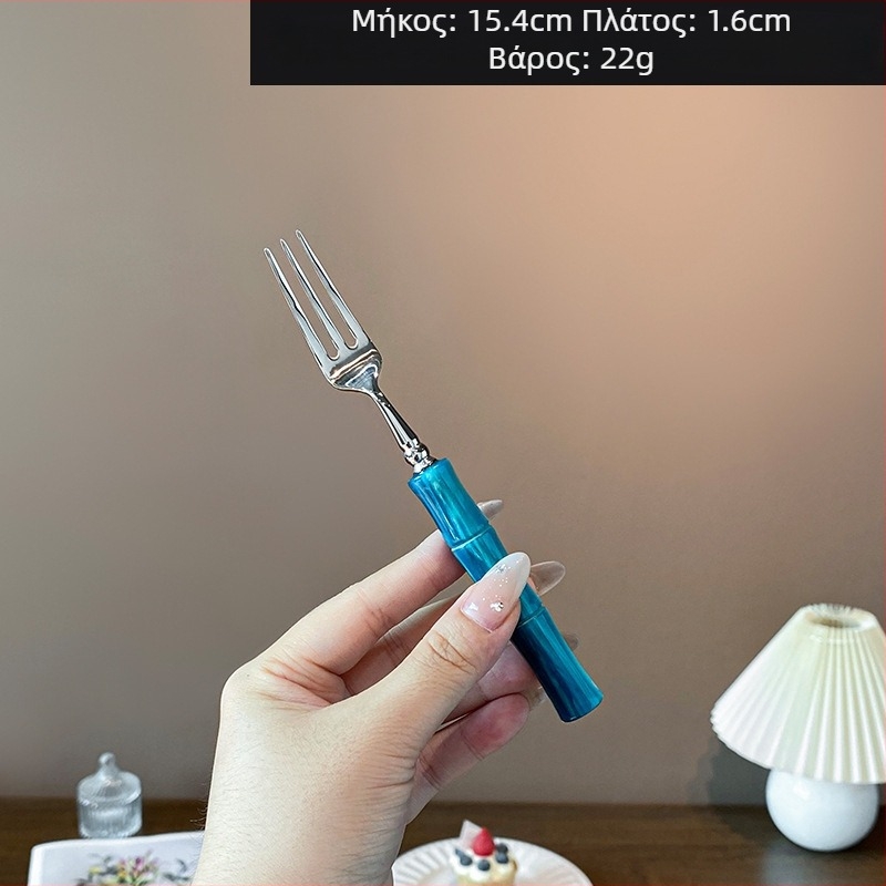 Σετ μαχαιροπίρουνων με ακρυλική λαβή από ανοξείδωτο χάλυβα 304, με μπαμπού σύνδεσμο, φινίρισμα καθρέφτη