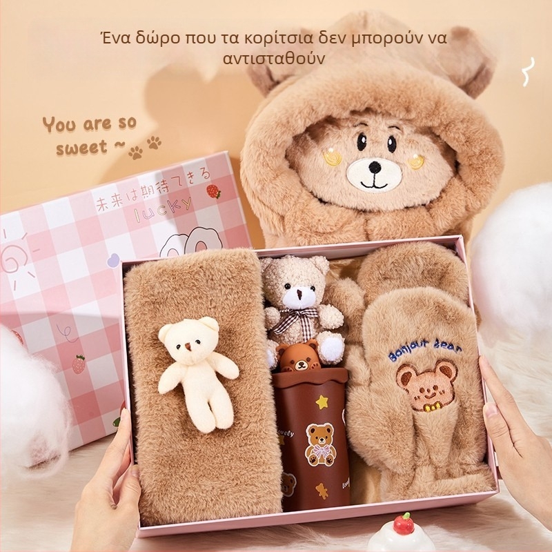 Σετ δώρου κασκόλ σε κουτί δώρου – φθινοπωρινό-χειμερινό, στυλ καρτούν, επιχειρηματικό δώρο