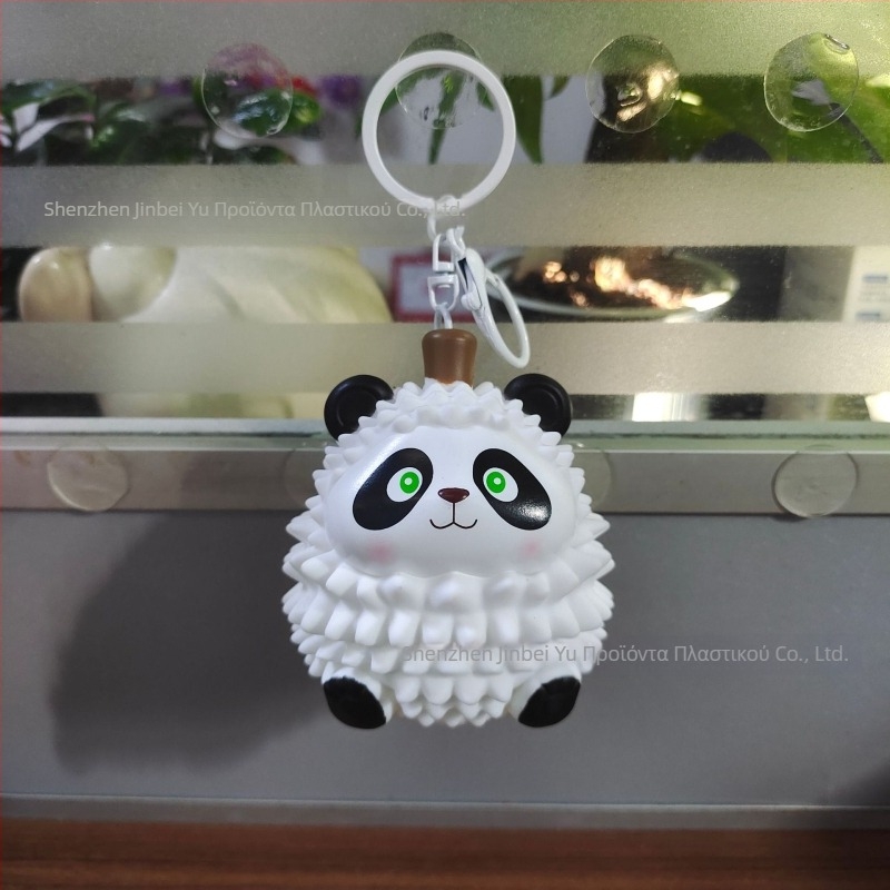 Κλειδοθήκη φωτιζόμενη φιγούρα panda-durian, διασκεδαστική φρούτων σειρά, ύλικό βισκόζη, συσκευασία OPP, κατάλληλο για ηλικίες 15–35