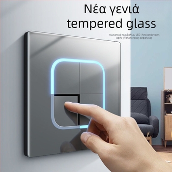 1-γραμμή κρυφή USB υποδοχή με διακόπτη από tempered glass, τύπος 86, LED, εγκατάσταση 60x60 mm, επαφές από μπρονζέ Tin-φωσφόρου