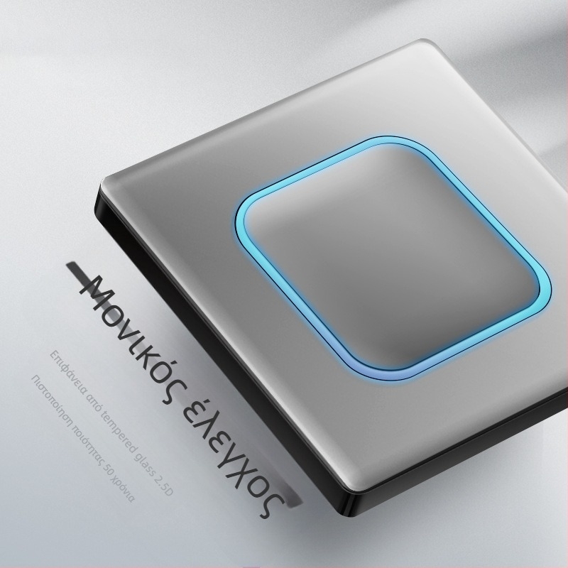 1-γραμμή κρυφή USB υποδοχή με διακόπτη από tempered glass, τύπος 86, LED, εγκατάσταση 60x60 mm, επαφές από μπρονζέ Tin-φωσφόρου