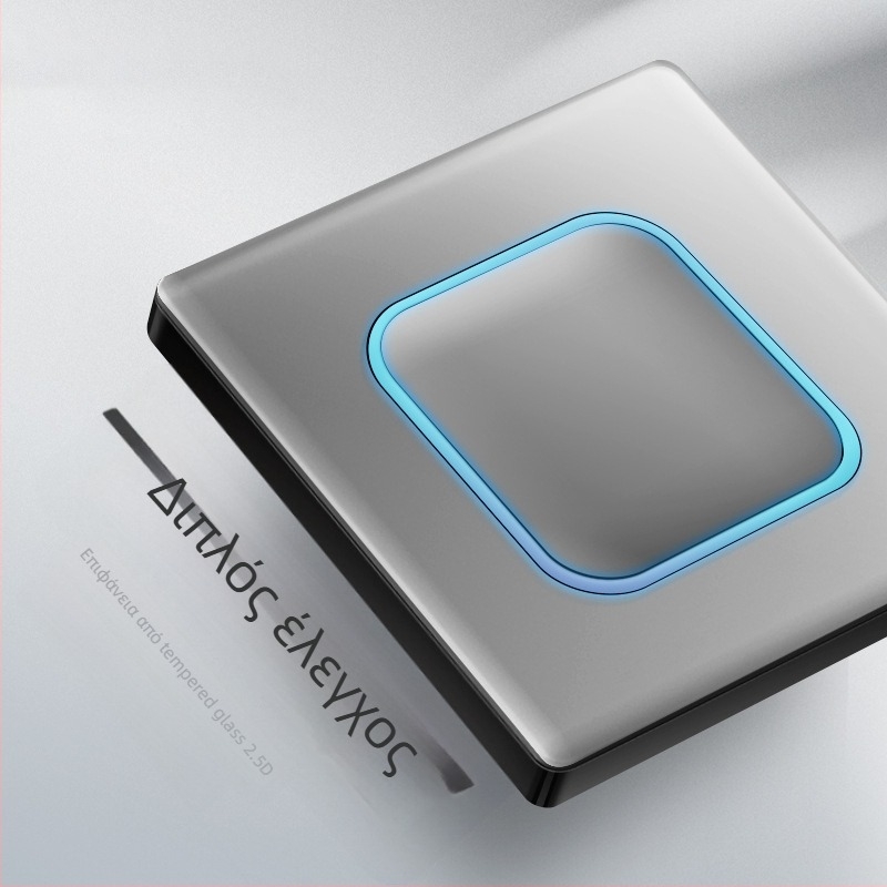 1-γραμμή κρυφή USB υποδοχή με διακόπτη από tempered glass, τύπος 86, LED, εγκατάσταση 60x60 mm, επαφές από μπρονζέ Tin-φωσφόρου