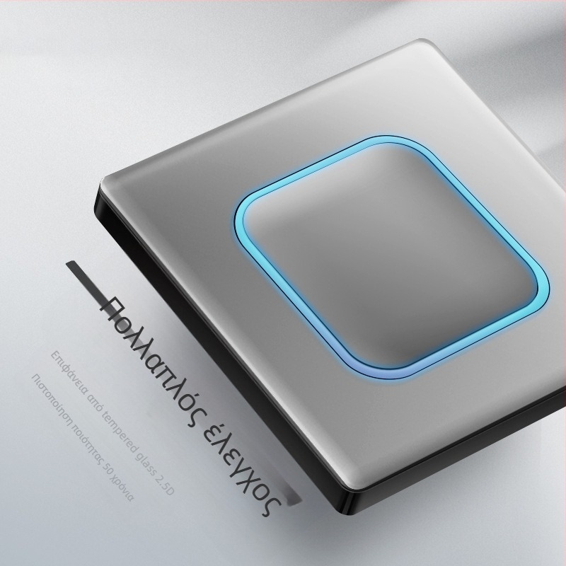 1-γραμμή κρυφή USB υποδοχή με διακόπτη από tempered glass, τύπος 86, LED, εγκατάσταση 60x60 mm, επαφές από μπρονζέ Tin-φωσφόρου