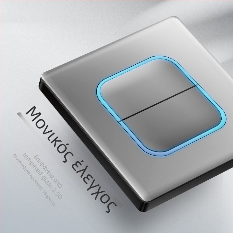 1-γραμμή κρυφή USB υποδοχή με διακόπτη από tempered glass, τύπος 86, LED, εγκατάσταση 60x60 mm, επαφές από μπρονζέ Tin-φωσφόρου