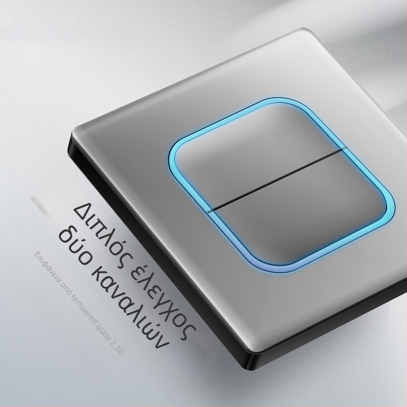 1-γραμμή κρυφή USB υποδοχή με διακόπτη από tempered glass, τύπος 86, LED, εγκατάσταση 60x60 mm, επαφές από μπρονζέ Tin-φωσφόρου