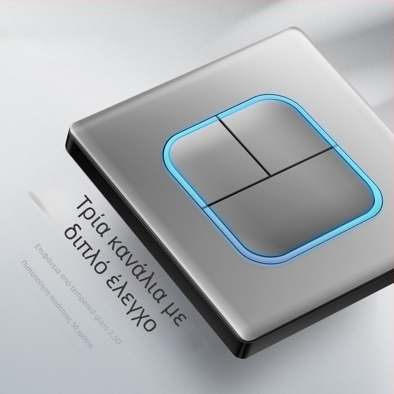 1-γραμμή κρυφή USB υποδοχή με διακόπτη από tempered glass, τύπος 86, LED, εγκατάσταση 60x60 mm, επαφές από μπρονζέ Tin-φωσφόρου