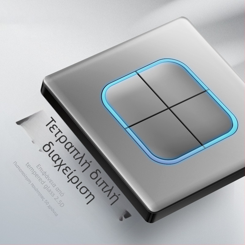 1-γραμμή κρυφή USB υποδοχή με διακόπτη από tempered glass, τύπος 86, LED, εγκατάσταση 60x60 mm, επαφές από μπρονζέ Tin-φωσφόρου