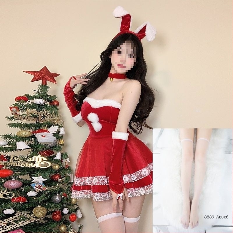 Κοστούμι cosplay κορίτσι-κουνέλι - Unisex, ντύσιμο σε στυλ αεροσυνοδού με γούνινο γιακά, χωρίς μανίκια, μίγμα spandex, παντελόνια πέντε τεταρτών, Άνοιξη 2025