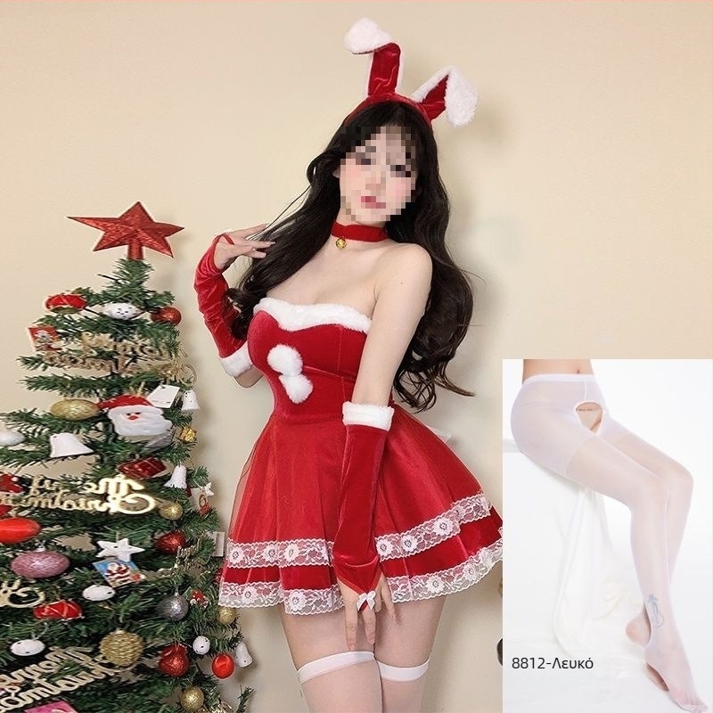 Κοστούμι cosplay κορίτσι-κουνέλι - Unisex, ντύσιμο σε στυλ αεροσυνοδού με γούνινο γιακά, χωρίς μανίκια, μίγμα spandex, παντελόνια πέντε τεταρτών, Άνοιξη 2025