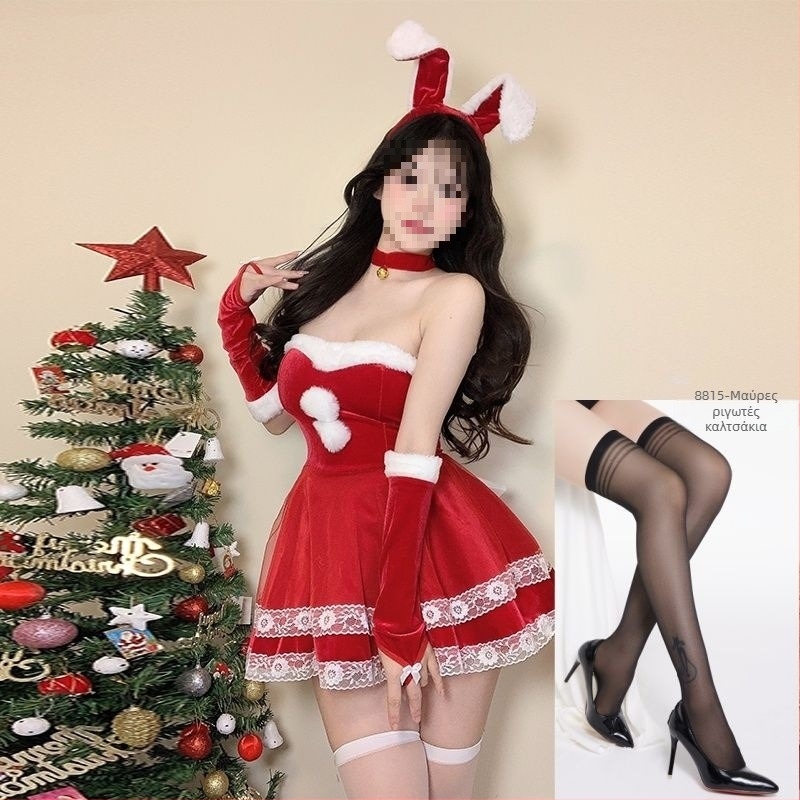 Κοστούμι cosplay κορίτσι-κουνέλι - Unisex, ντύσιμο σε στυλ αεροσυνοδού με γούνινο γιακά, χωρίς μανίκια, μίγμα spandex, παντελόνια πέντε τεταρτών, Άνοιξη 2025