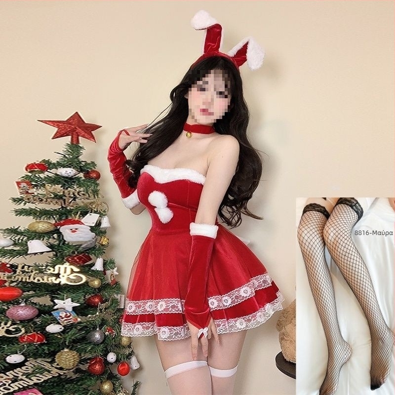 Κοστούμι cosplay κορίτσι-κουνέλι - Unisex, ντύσιμο σε στυλ αεροσυνοδού με γούνινο γιακά, χωρίς μανίκια, μίγμα spandex, παντελόνια πέντε τεταρτών, Άνοιξη 2025