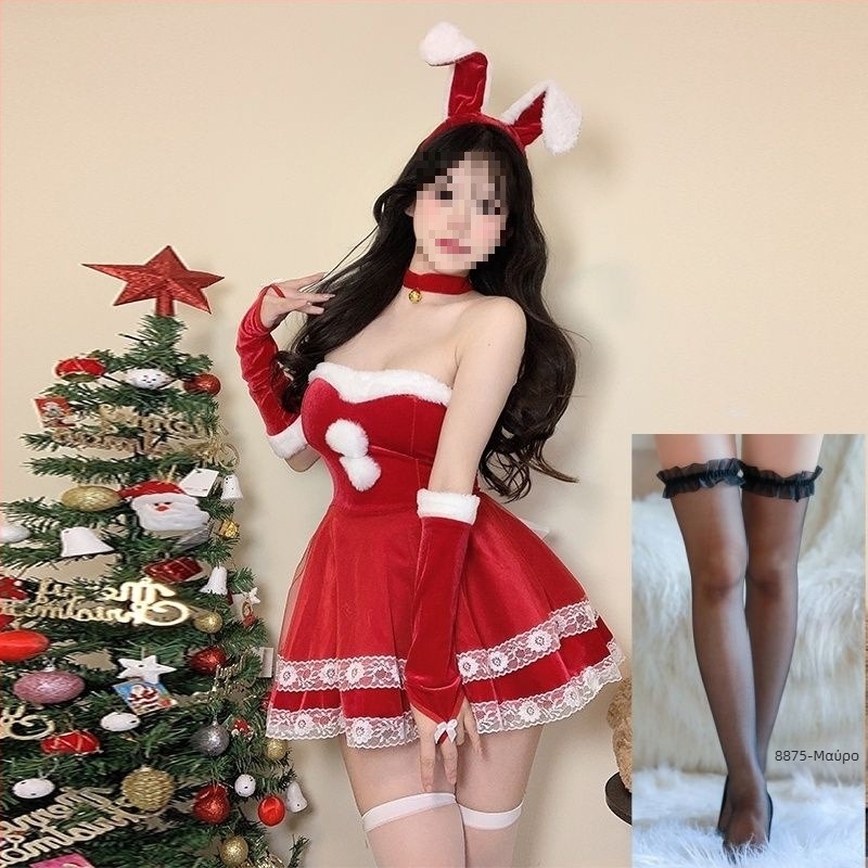 Κοστούμι cosplay κορίτσι-κουνέλι - Unisex, ντύσιμο σε στυλ αεροσυνοδού με γούνινο γιακά, χωρίς μανίκια, μίγμα spandex, παντελόνια πέντε τεταρτών, Άνοιξη 2025