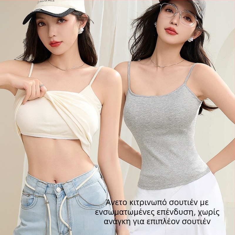Γυναικείο τοπ καμιζόλ, στυλ δρόμου-χιπστερ, κοντό μήκος, υψηλή ελαστικότητα, ύφασμα βισκόζη, περιεκτικότητα βισκόζης 90–95%