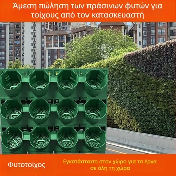 Κουτί τοιχικού πρασινίσματος με ζωντανά φυτά — επιτοίχιο, διάμετρο βάσης 10 cm, διαπερατό, βιοαποδομήσιμο, μηχανουργικά επεξεργασμένο, αγροτικό στυλ, κατάλληλο για ξενοδοχεία και εμπορικά κέντρα