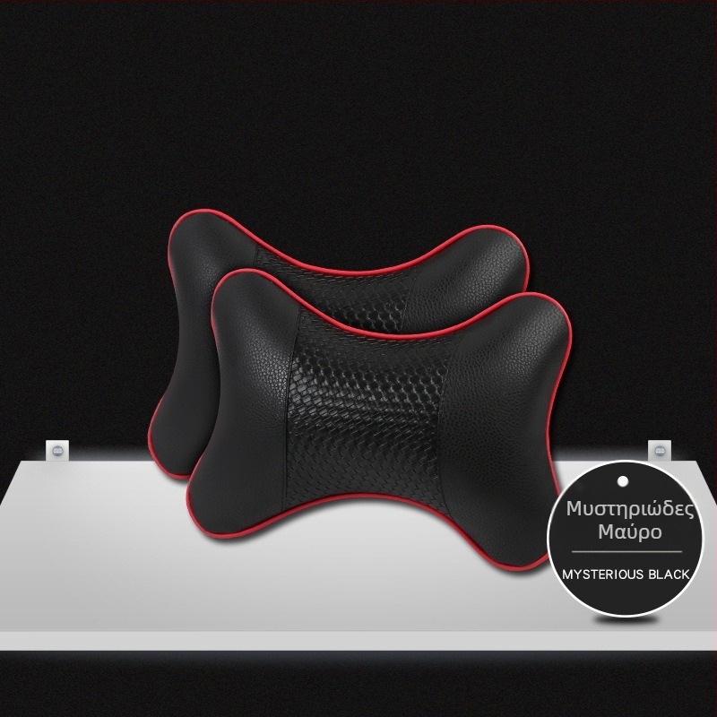 Σετ δύο μαξιλαριών κεφαλής αυτοκινήτου για εσωτερικό χώρο – εξωτερική επιφάνεια από δέρμα τεχνητό, γέμισμα από συνθετικές ίνες, για όλες τις εποχές, στυλ επιχειρηματικό