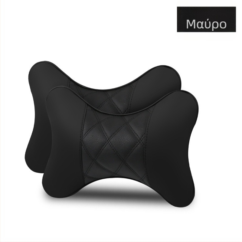 Σετ δύο μαξιλαριών κεφαλής αυτοκινήτου για εσωτερικό χώρο – εξωτερική επιφάνεια από δέρμα τεχνητό, γέμισμα από συνθετικές ίνες, για όλες τις εποχές, στυλ επιχειρηματικό