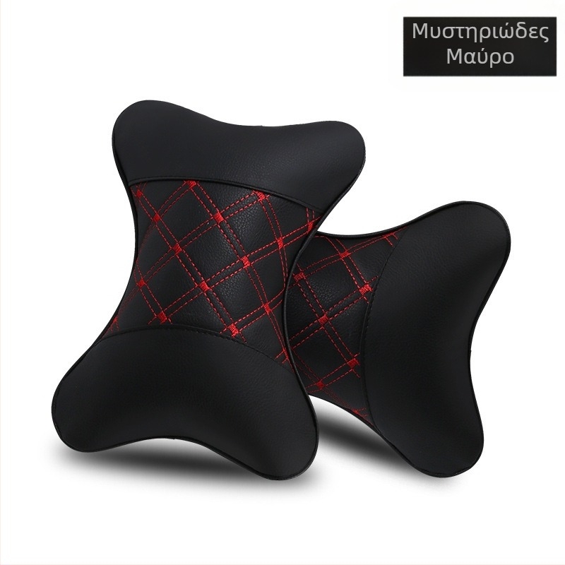 Σετ δύο μαξιλαριών κεφαλής αυτοκινήτου για εσωτερικό χώρο – εξωτερική επιφάνεια από δέρμα τεχνητό, γέμισμα από συνθετικές ίνες, για όλες τις εποχές, στυλ επιχειρηματικό