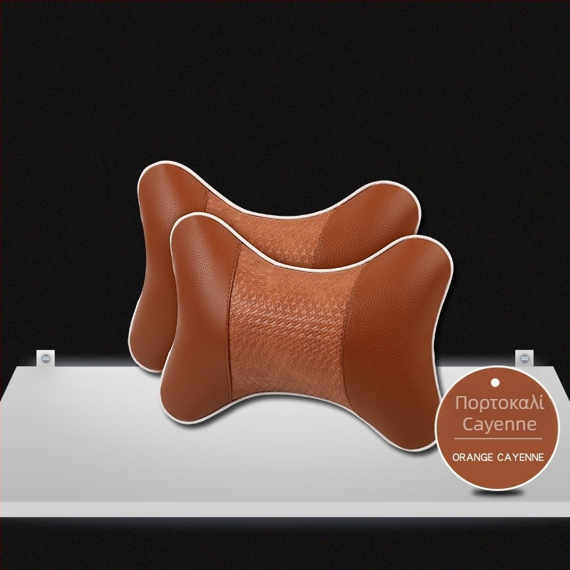 Σετ δύο μαξιλαριών κεφαλής αυτοκινήτου για εσωτερικό χώρο – εξωτερική επιφάνεια από δέρμα τεχνητό, γέμισμα από συνθετικές ίνες, για όλες τις εποχές, στυλ επιχειρηματικό