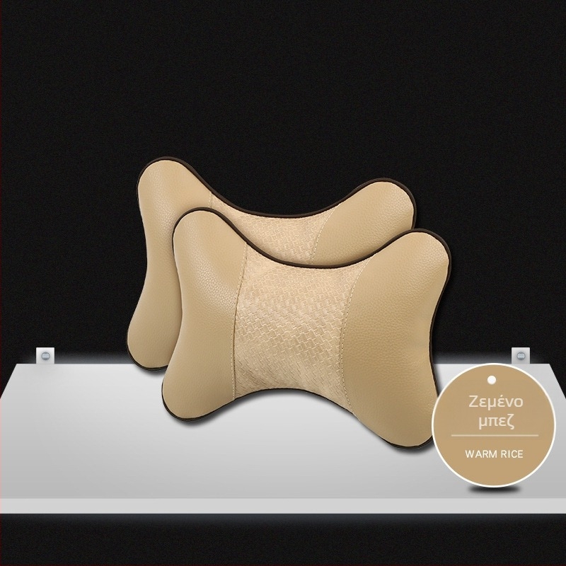 Σετ δύο μαξιλαριών κεφαλής αυτοκινήτου για εσωτερικό χώρο – εξωτερική επιφάνεια από δέρμα τεχνητό, γέμισμα από συνθετικές ίνες, για όλες τις εποχές, στυλ επιχειρηματικό