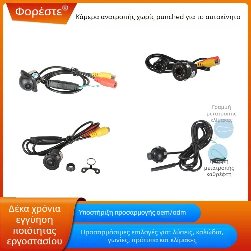 Κάμερα αυτοκινήτου (οπίσθια όψη) με 180° γωνία θέασης, ανάλυση 1280x720, σήμα NTSC, τάση 12V