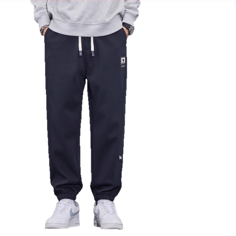 Άνδρικά καθημερινά παντελόνια, φαρδιά γραμμή, μεσαία μέση, φλις επένδυση, πολυεστερικό ύφασμα (Χειμώνας 2025)