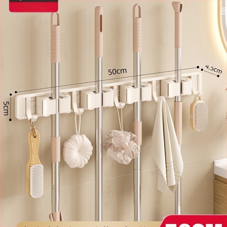 Κρεμάστρα τοίχου Crown Toon για σκούπες, υλικό: space αλουμίνιο και πλαστικό, εγκατάσταση χωρίς διάτρηση, αποθήκευση λαβών σκούπας, φινίρισμα ψεκαστό πλαστικό, βάρος 0,3 kg