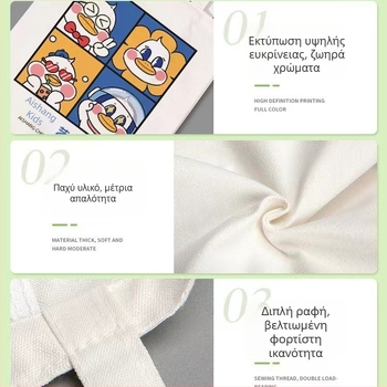 Τσάντα Tote από καμβά με προσωποποιημένο λογότυπο, μηχανική εκτύπωση, κάτω και πλευρές, γενική χρήση συσκευασίας