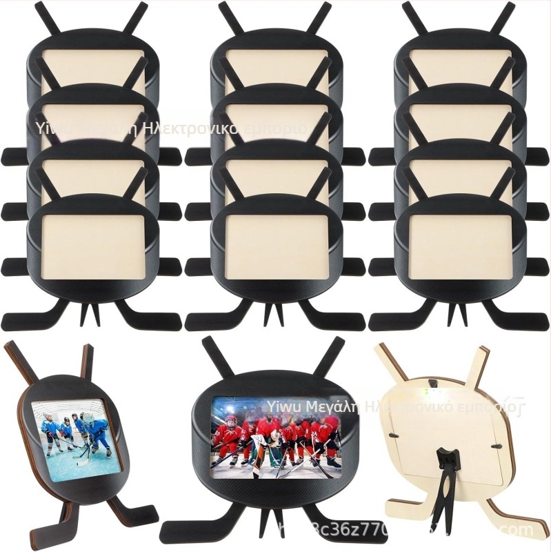 Ξύλινο πλαίσιο φωτογραφίας σε σφαίρα με αθλητικό θέμα, επιτραπέζιο display, εκτύπωση, στυλ κινουμένων σχεδίων, ιδανικό προσωπικό δώρο.