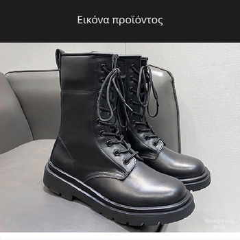 Δερμάτινα μποτάκια πεζοπορίας με φερμουάρ, ψηλά ανδρικά μποτάκια, αδιάβροτα