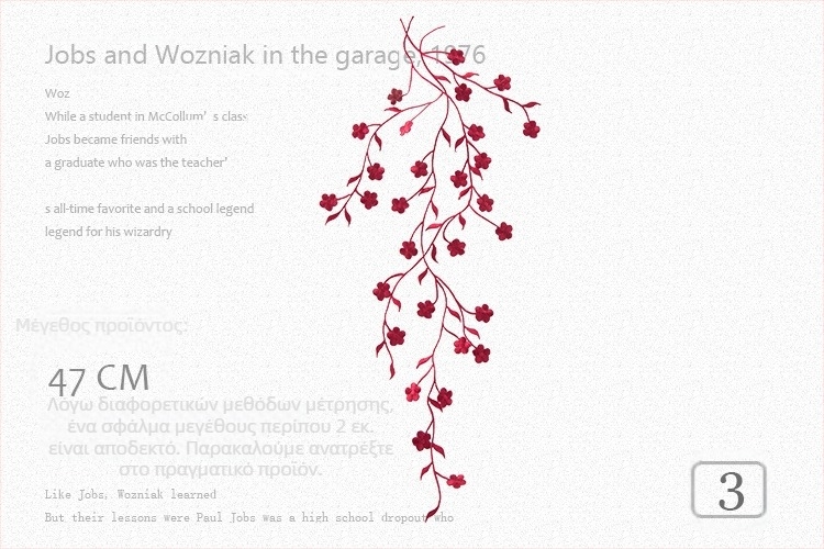 Κεντημένο επιθέμα με μοτίβο λουλουδιών για διακόσμηση σπιτιού και ρούχων — Υλικό: κλωστή κεντήματος; Χρήση: διακόσμηση, ενδύματα