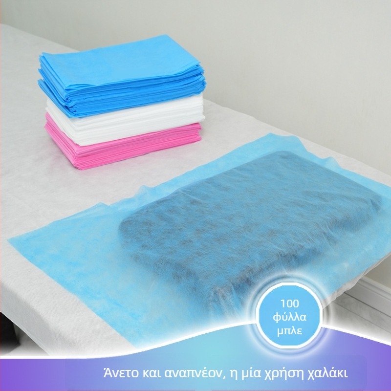 Μίας χρήσης παχιά αδιάβροχη μη υφαντή πετσέτα για μανικιούρ και πεντικιούρ, πετσέτες μαξιλαριού σαλόνι για μασάζ, 100 φύλλα ανά συσκευασία