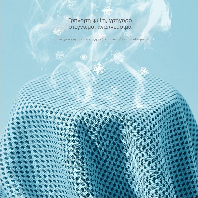 Αθλητική πετσέτα ψύξης: πολυεστέρας + νάιλον; μικροϊνές νήματα; 200d; 50 g; απορροφητικότητα 0–5 s