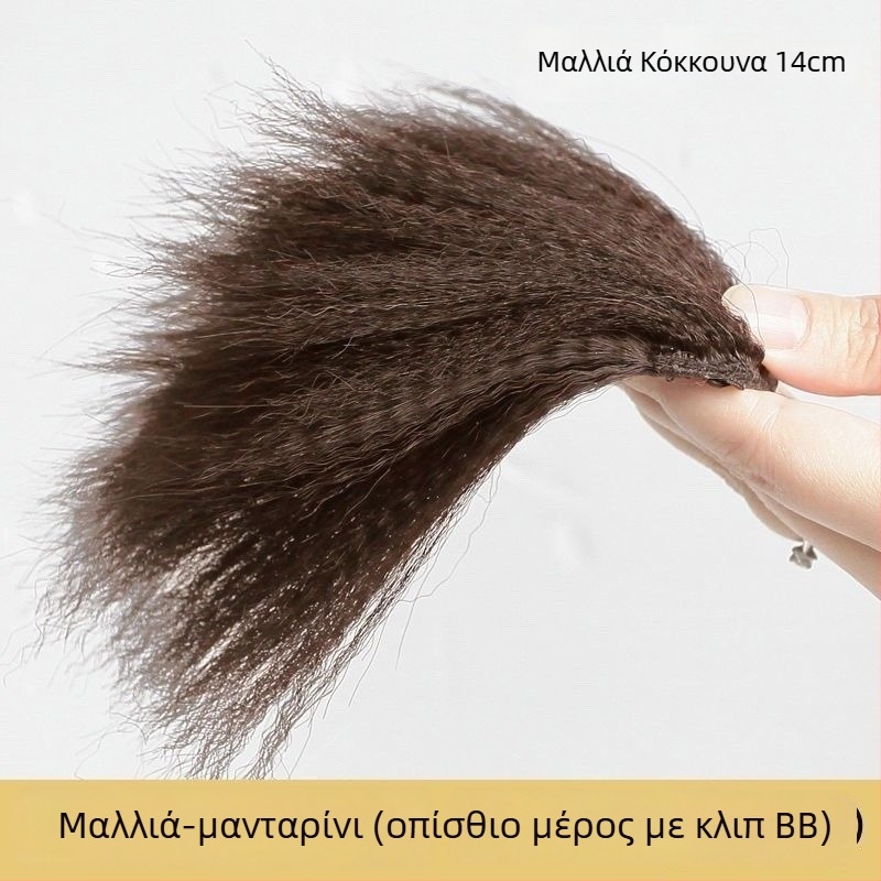 Κομμάτι περούκας, ίσιο στυλ, μαλλιά από μείγμα μεταξιού, χειροποίητα υφαντά, προέλευση Κίνα