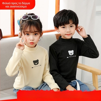 Παιδικός ζεστός πουλόβερ χωρίς κουκούλα, με ψηλό γιακά, μακριά μανίκια, μοτίβο καρτούν, ύφασμα από πολυεστερική μίξη, για παιδιά 3–8 ετών, φθινοπωρινό-χειμερινό