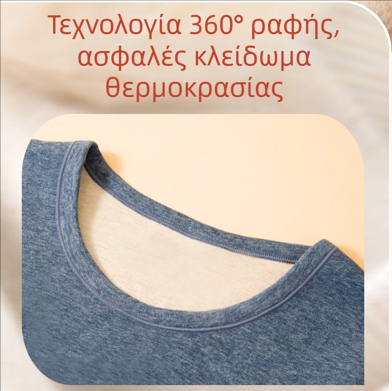 Σετ θερμικής εσωρούχης από κασμίρ με βελούδο μινκ, διπλής στρώσης, με στρογγυλή λαιμόκοψη, μακριά μανίκια και παντελόνια, unisex, διατηρεί τη θερμοκρασία και έχει αντιβακτηριακές ιδιότητες.