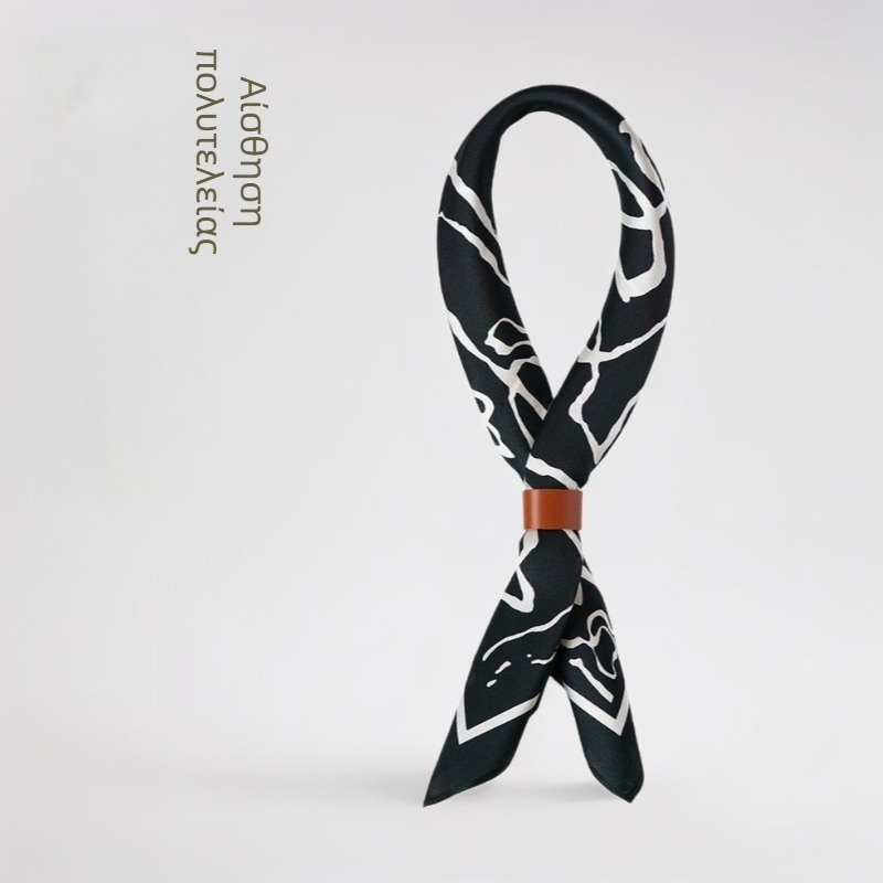 Ανδρικό τετράγωνο φουλάρι με αφηρημένες γραμμές, συνθετικό μετάξι, ύφανση twill, άνοιξη, προέλευση Σαοξίνγκ