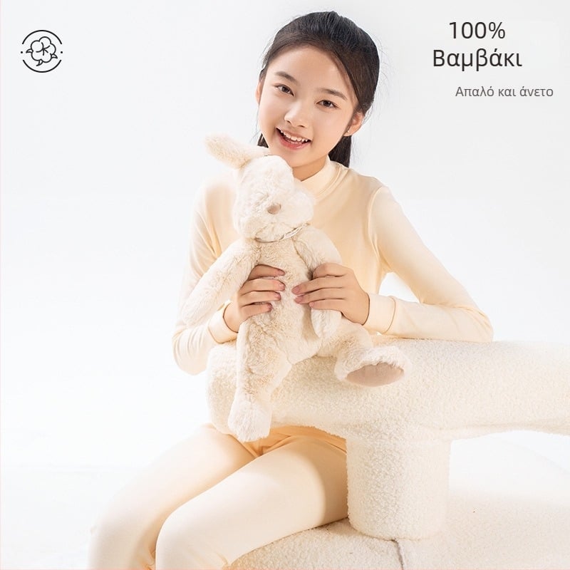 Σετ θερμικών εσωρούχων για κορίτσια (πάνω και κάτω), 100% βαμβάκι, επένδυση από βαμβάκι, αναπνεύσιμο, αντιβακτηριακό, μέτρια ζεστασιά