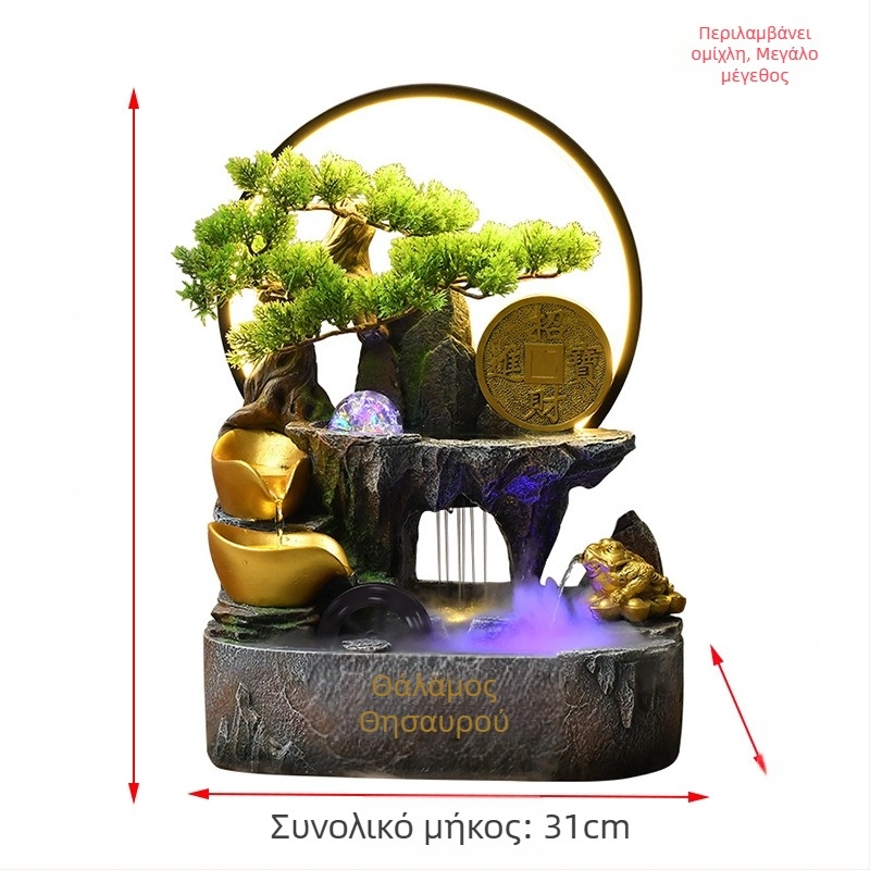 Επιτραπέζιο διακοσμητικό με κέρας αφθονίας και κυκλοφορούσα νερό, ρητίνη, νέος κινεζικός στυλ, παραμετροποίηση διαθέσιμη