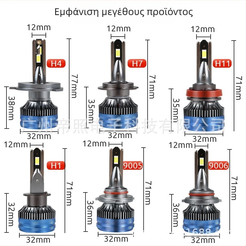 S35 130W LED προβολείς αυτοκινήτου – σχήματος σφαίρας, διπλός χαλκός σωλήνας, συμβατοί με H4/H7/H11, χαμηλός δέσμης και φως ομίχλης
