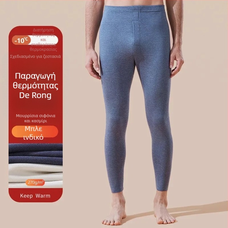 Ανδρικά θερμά μακριά παντελόνια με ίσια γραμμή, βαμβακερό ύφασμα, μεσαία μέση, μικροελαστικότητα