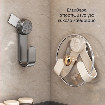 Θήκη Καπακιού Κατσαρόλας Με Βεντούζα, Κρεμάμενη Στον Τοίχο, Χωρίς Τρύπημα, Πολυλειτουργικό Κουζίνας Ράφι, Πλαστικό