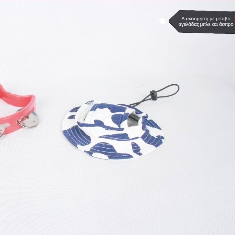 Καπέλο ήλιου για κατοικίδια με ανοιχτά αυτιά — ψαράδικο στυλ, βαμβακερό, ανάγλυφο, άνοιξη, χαλαρό