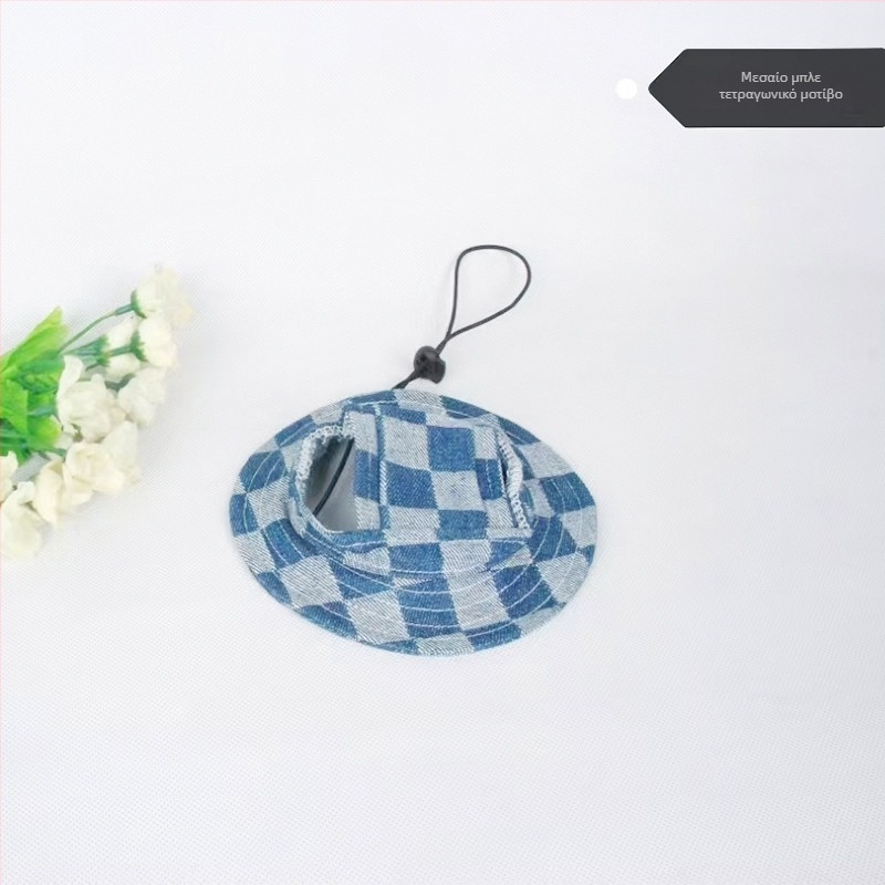 Καπέλο ήλιου για κατοικίδια με ανοιχτά αυτιά — ψαράδικο στυλ, βαμβακερό, ανάγλυφο, άνοιξη, χαλαρό