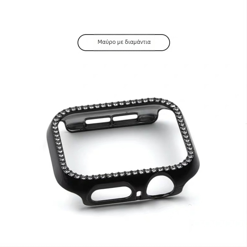 Apple Watch S10 σειρά — πλήρες προστατευτικό κάλυμμα με tempered φιλμ οθόνης, διαμαντό ένθετο, PC υλικό, 360° προστασία