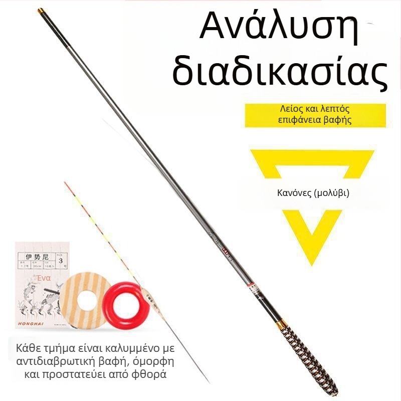 Σετ καλαμιών από ανθρακοίνωμα για αλιεία – υπερ-ελαφρύ, υπερ-σκληρό, πολυτμηματικό για καπον και καρατ (προτείνω επιβεβαίωση για ειδικά ονόματα ψαριών)