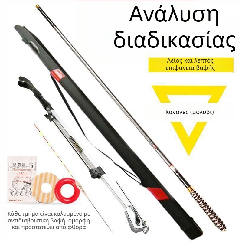 Σετ καλαμιών από ανθρακοίνωμα για αλιεία – υπερ-ελαφρύ, υπερ-σκληρό, πολυτμηματικό για καπον και καρατ (προτείνω επιβεβαίωση για ειδικά ονόματα ψαριών)